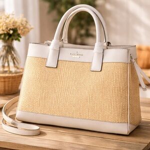 Kate Spade Straw & Leather Tote | Like New | Summer Resort Bag